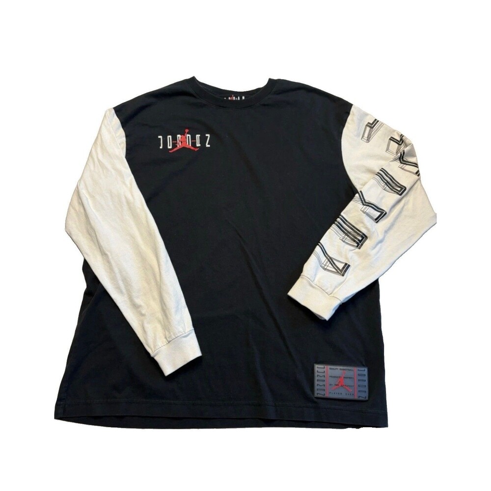Jordan Mens Long Sleeve T-Shirt Black White Jumpman Graphic AJ11 Size 2XL